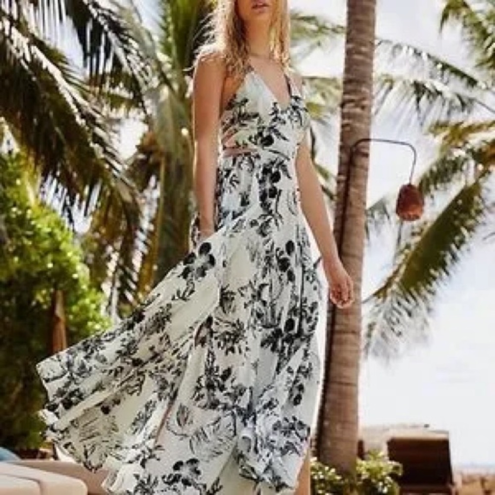 Free People Black and White Floral Maxi Dress